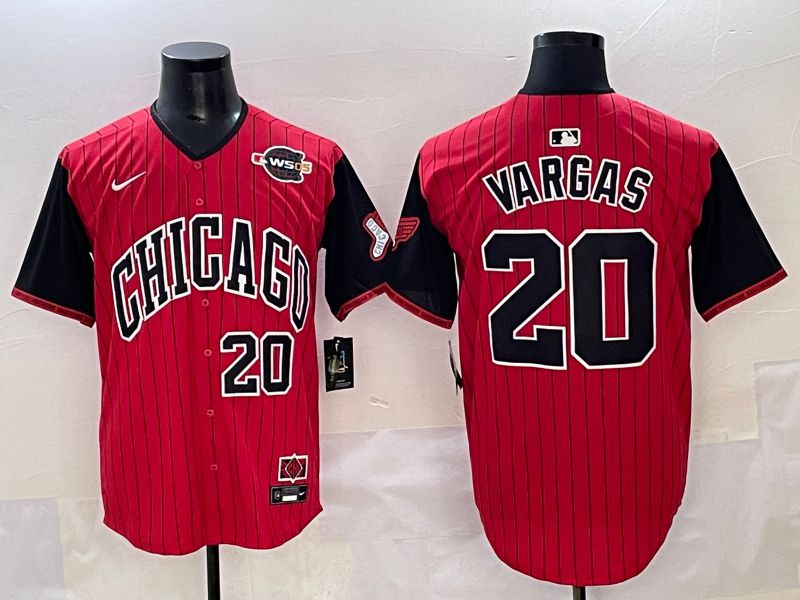Men 2025 Chicago White Sox #20 Vargas Red Stripe Joint Name Nike MLB Jersey style 11->chicago white sox->MLB Jersey